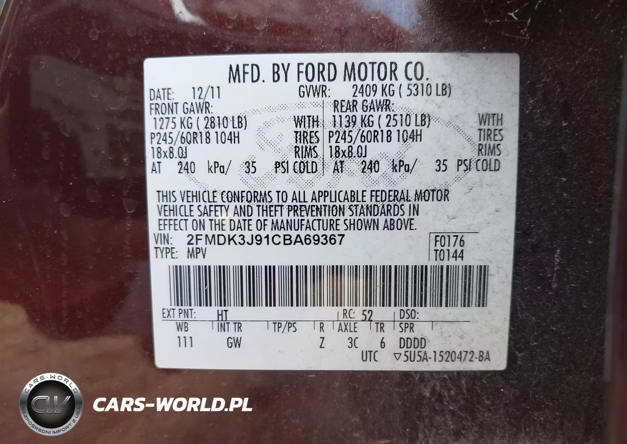 2012 Ford Edge Sel VIN:2FMDK3J91CBA69367 - 9