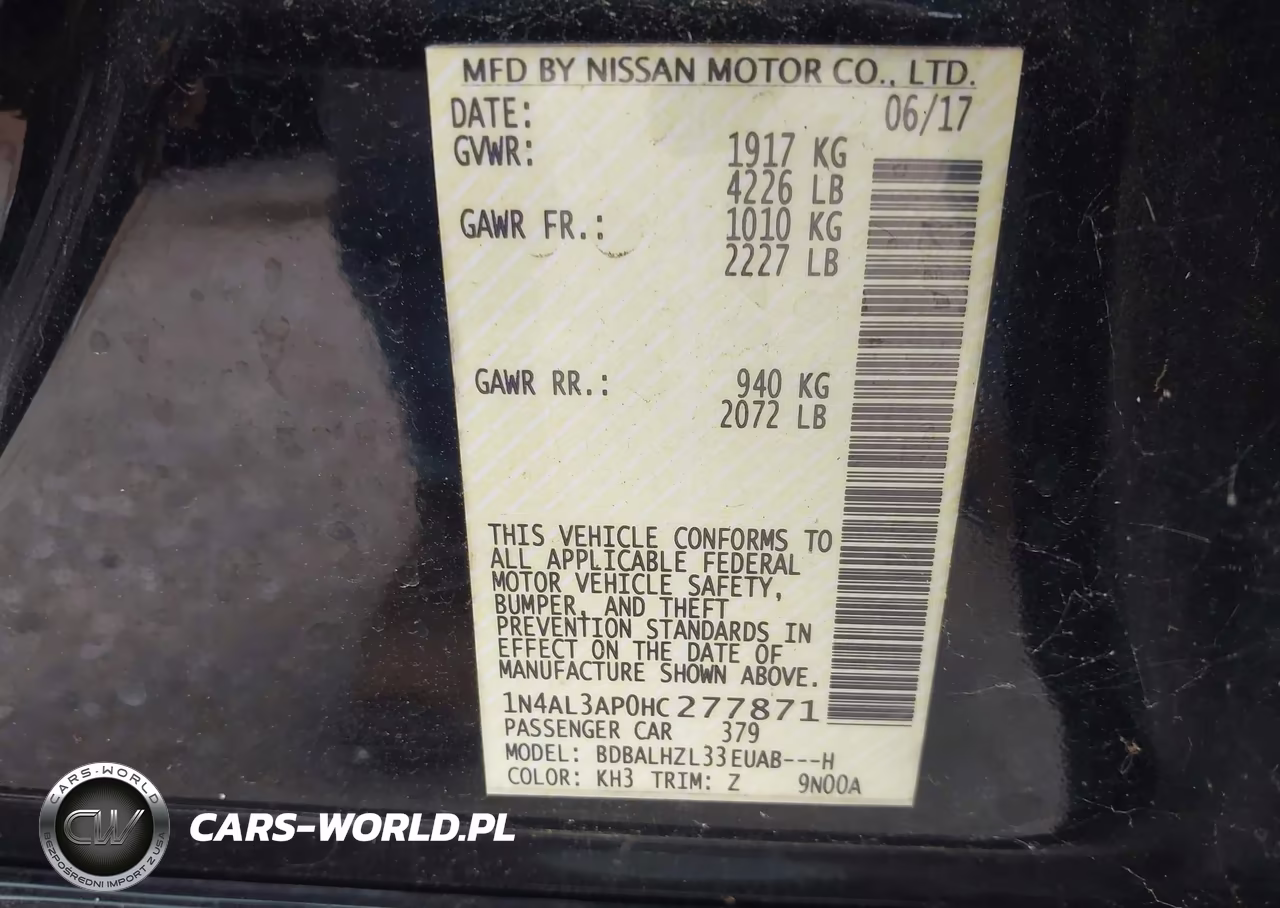2017 Nissan Altima 2.5 Sr VIN:1N4AL3AP0HC277871 - 9