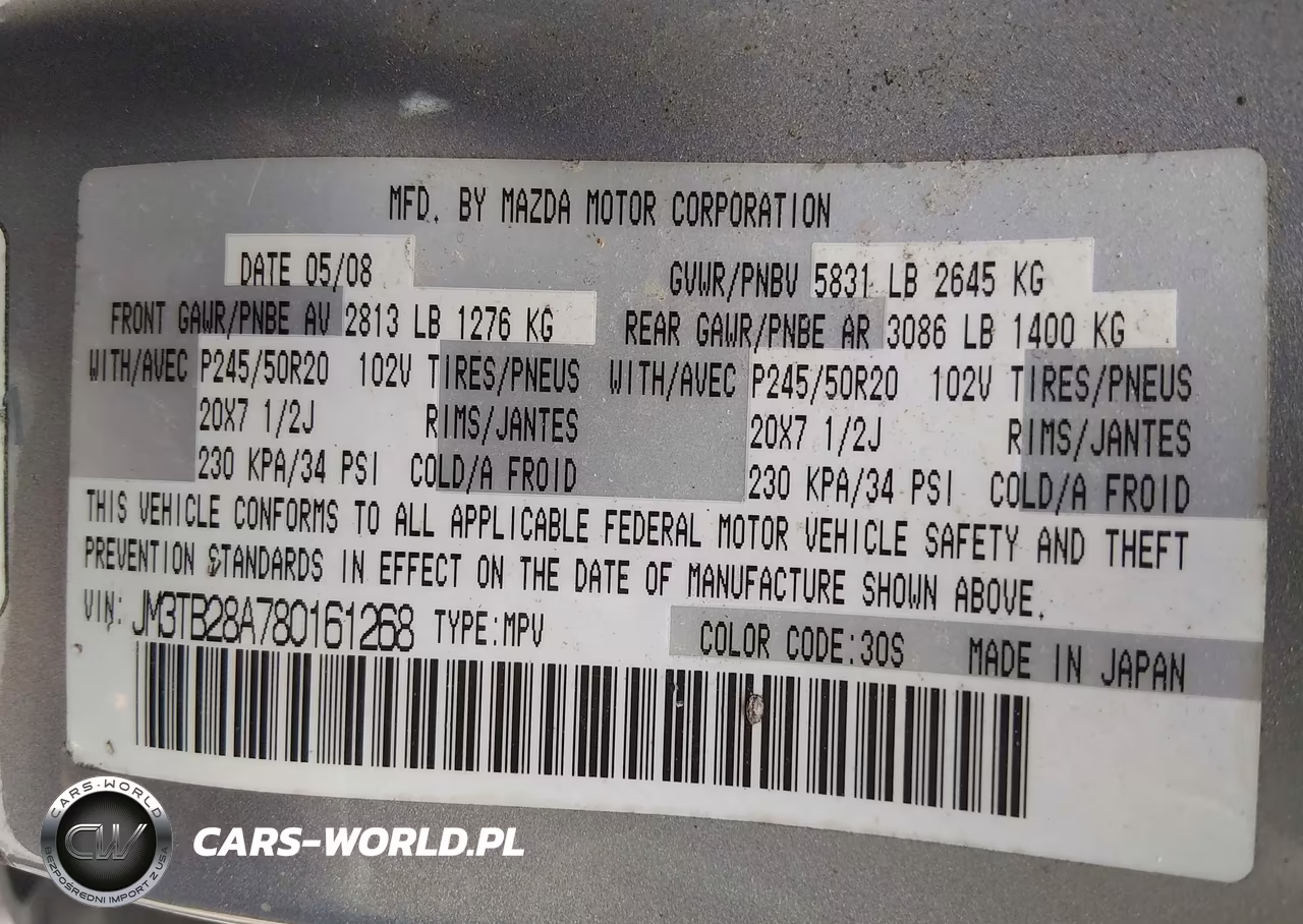 2008 Mazda Cx-9 Grand Touring VIN:JM3TB28A780161268 - 9