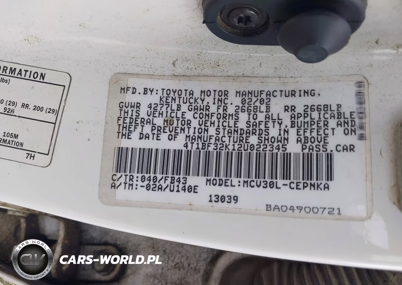 2002 Toyota Camry Le V6 VIN:4T1BF32K12U022345 - 9