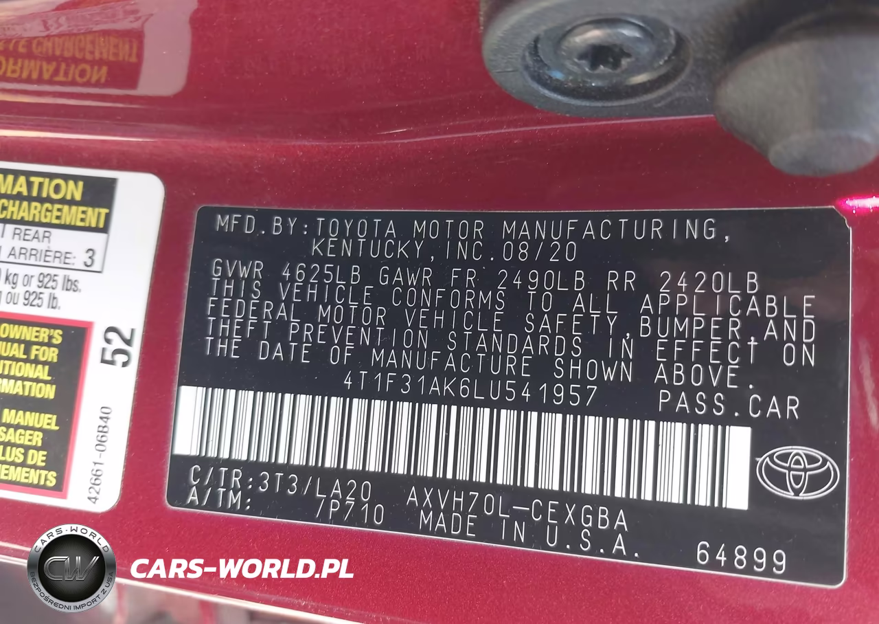 2020 Toyota Camry Xle Hybrid VIN:4T1F31AK6LU541957 - 9