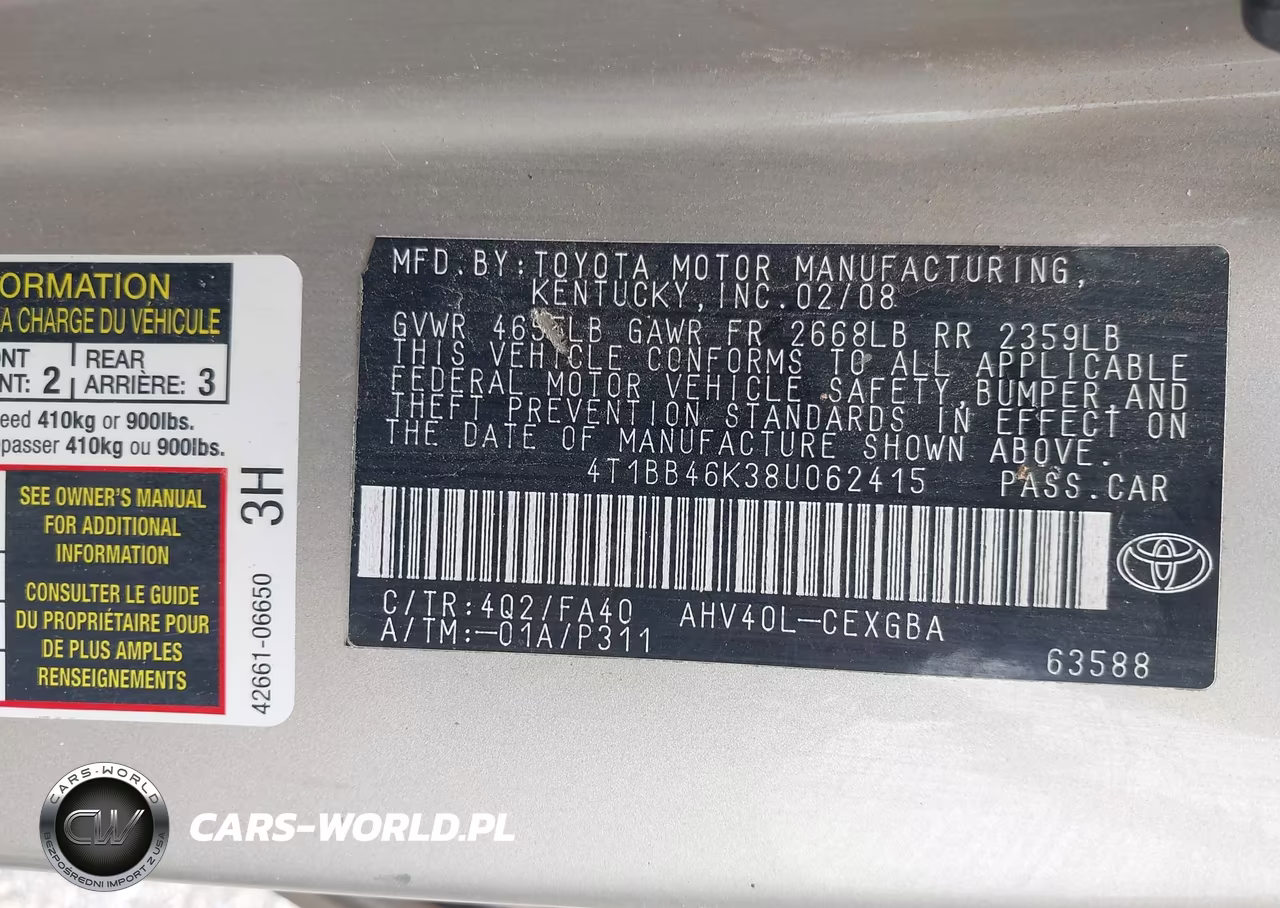 2008 Toyota Camry Hybrid VIN:4T1BB46K38U062415 - 9