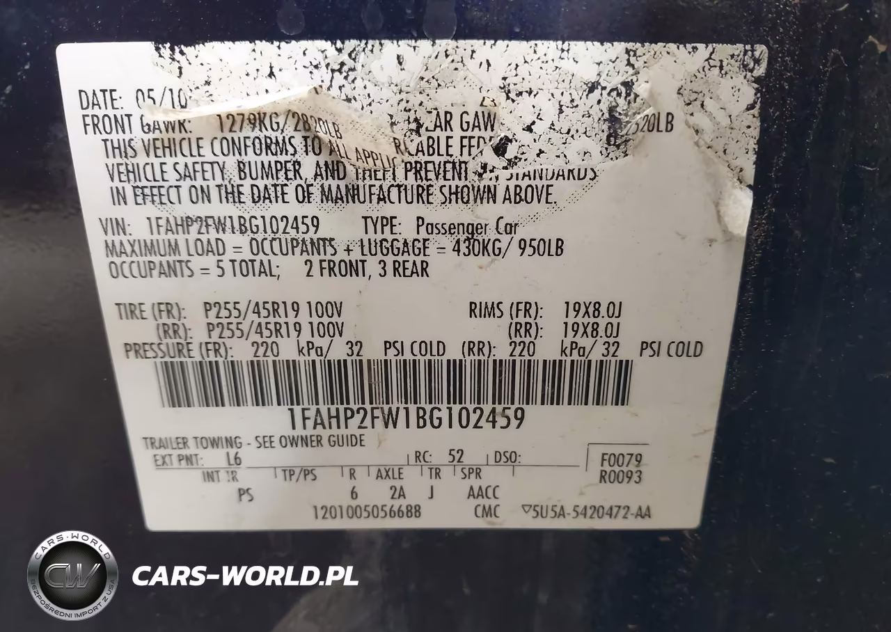 2011 Ford Taurus Limited VIN:1FAHP2FW1BG102459 - 9