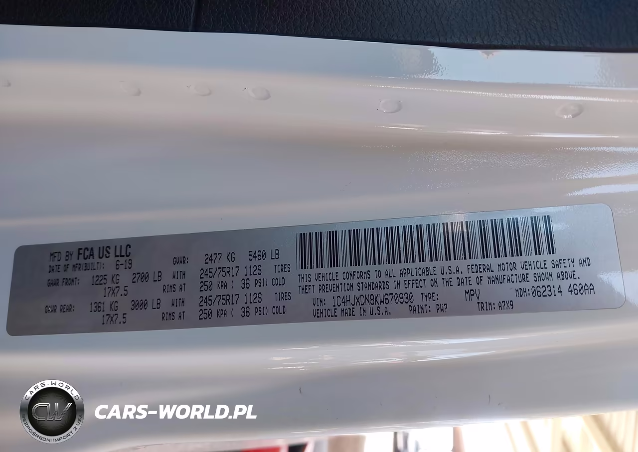 2019 Jeep Wrangler Unlimited Sport S 4X4 VIN:1C4HJXDN8KW670930 - 8