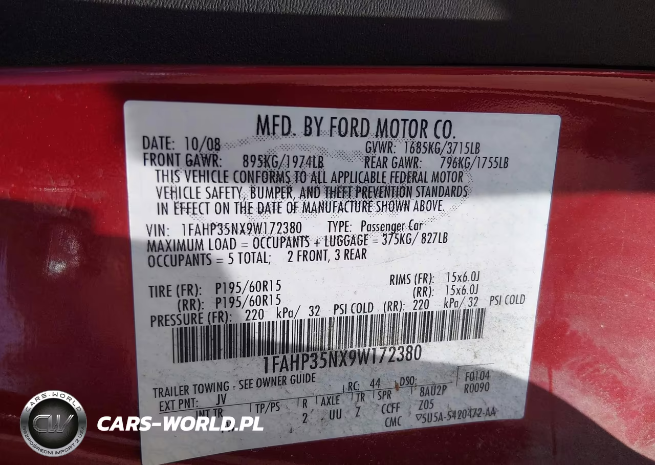 2009 Ford Focus Se VIN:1FAHP35NX9W172380 - 9