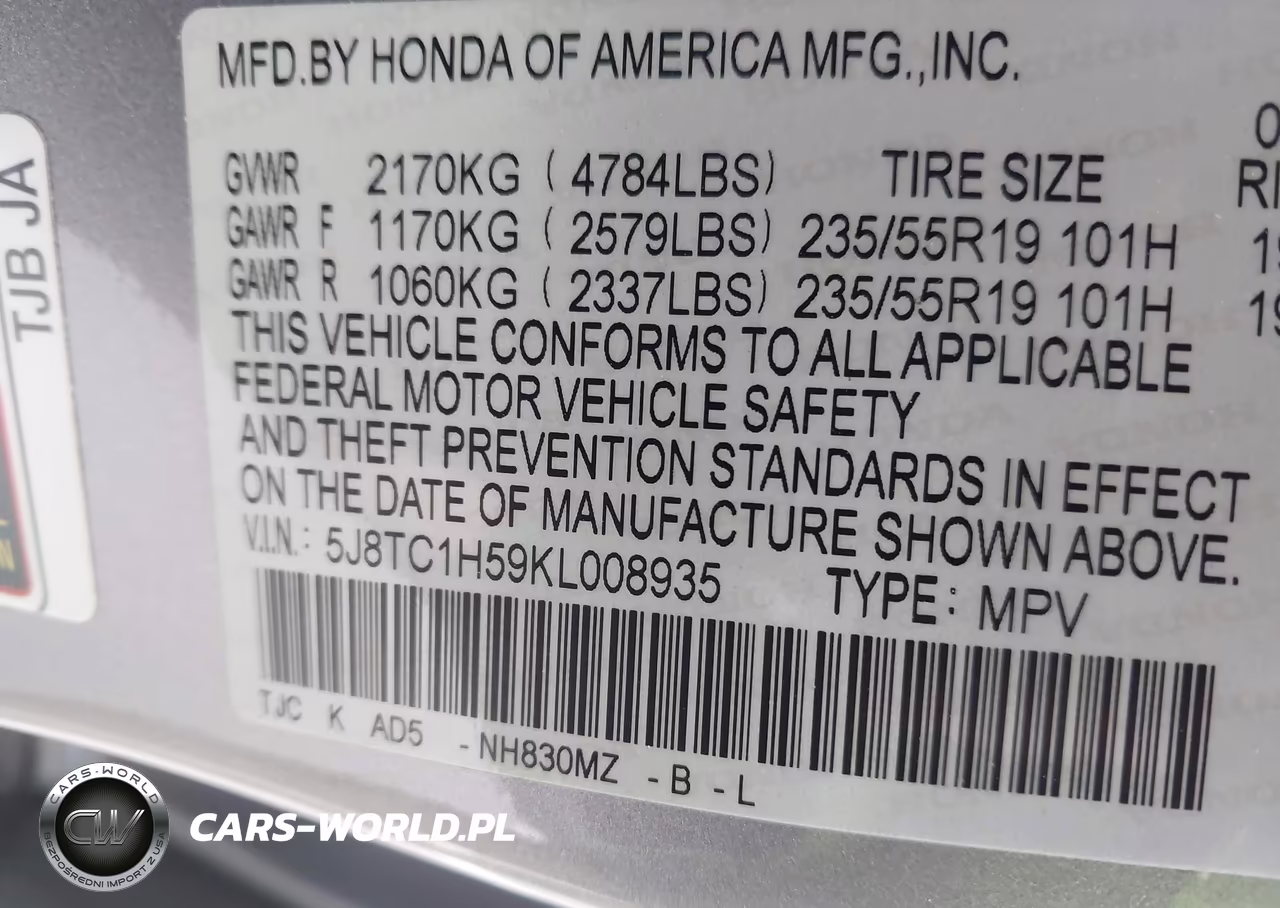 2019 Acura Rdx Technology Package VIN:5J8TC1H59KL008935 - 9