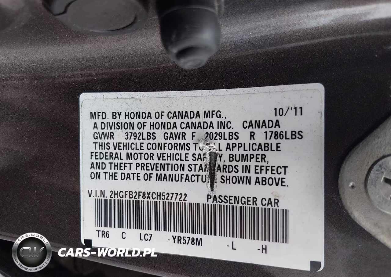 2012 Honda Civic Ex VIN:2HGFB2F8XCH527722 - 9