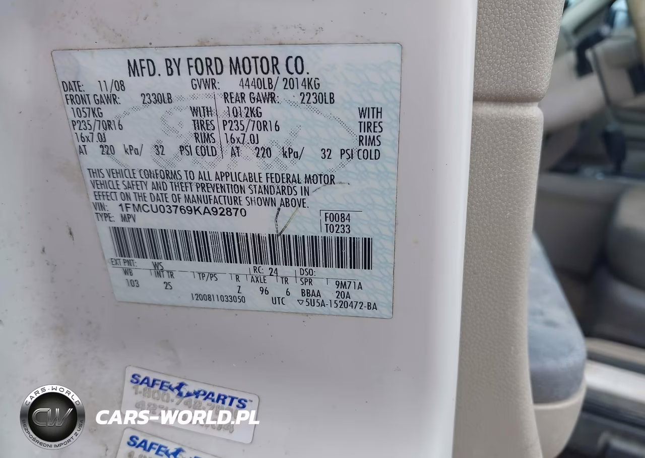2009 Ford Escape Xlt VIN:1FMCU03769KA92870 - 9
