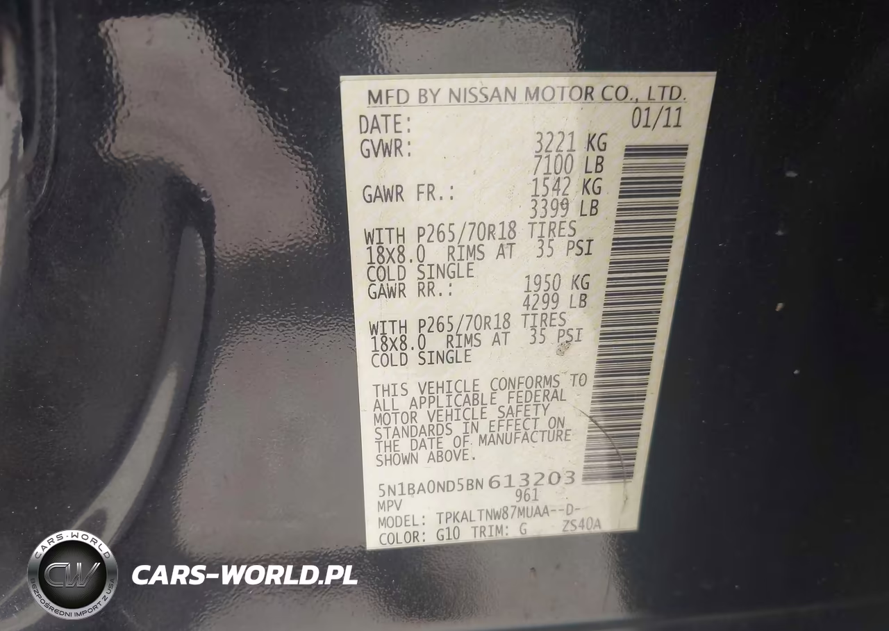 2011 Nissan Armada Sv VIN:5N1BA0ND5BN613203 - 9