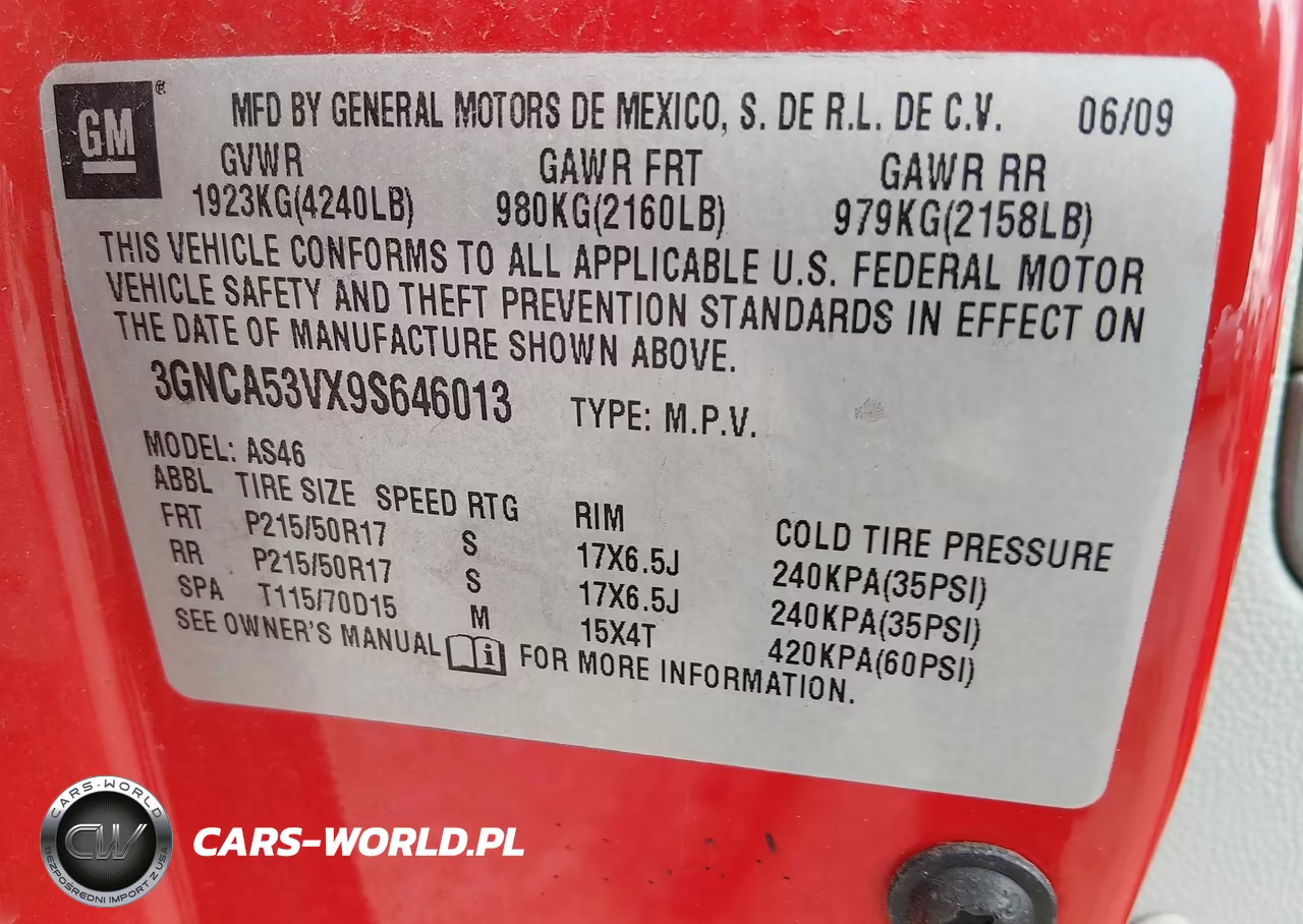 2009 Chevrolet Hhr Lt VIN:3GNCA53VX9S646013 - 9