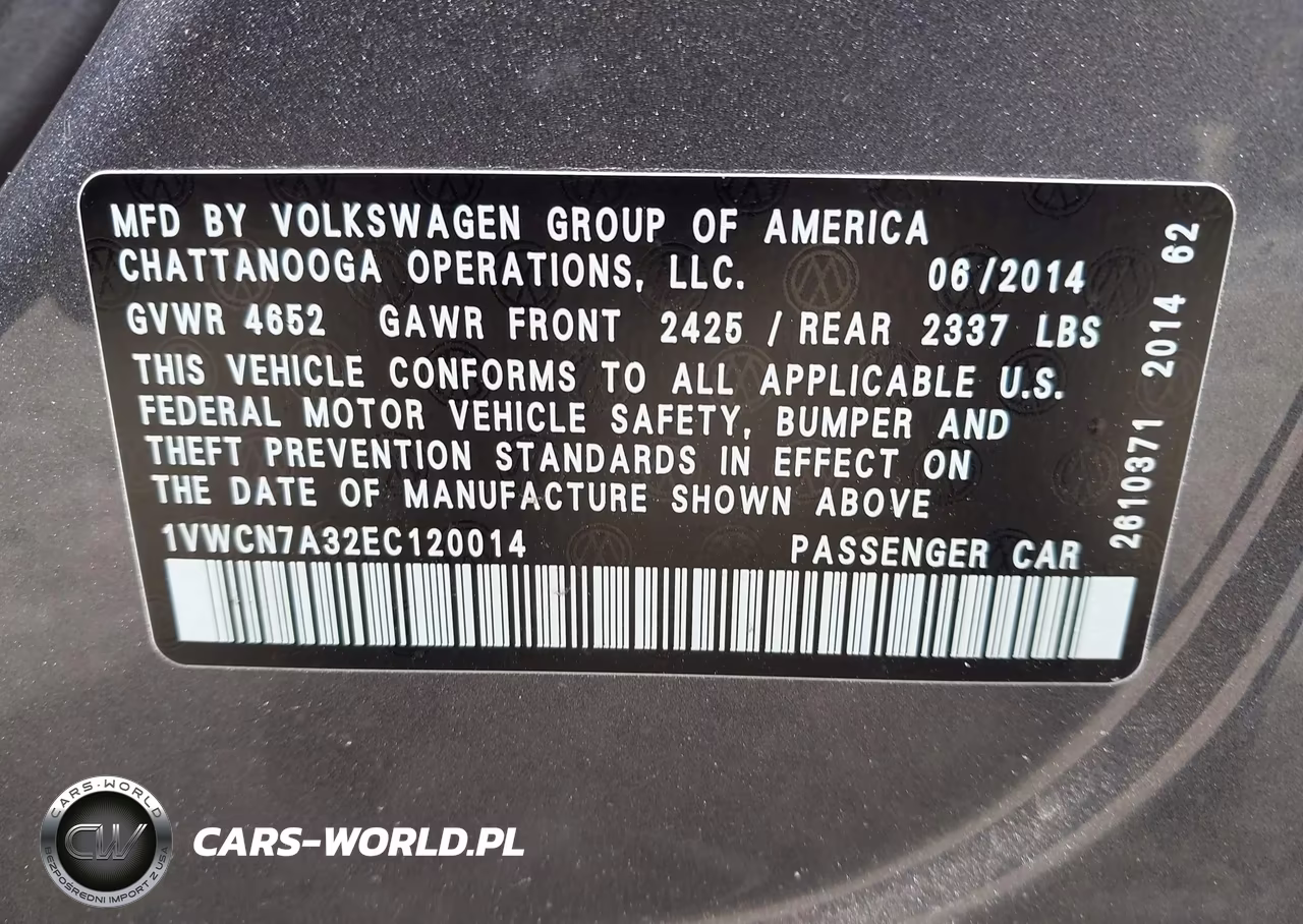 2014 Volkswagen Passat 2.0L Tdi Sel Premium VIN:1VWCN7A32EC120014 - 9