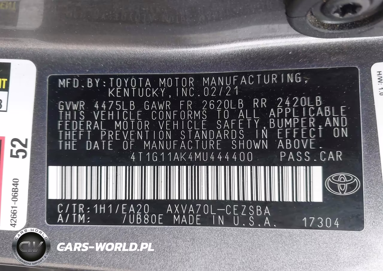 2021 Toyota Camry Se VIN:4T1G11AK4MU444400 - 9