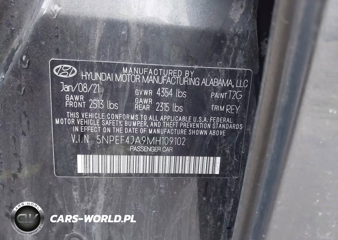 2021 Hyundai Sonata Sel VIN:5NPEF4JA9MH109102 - 9