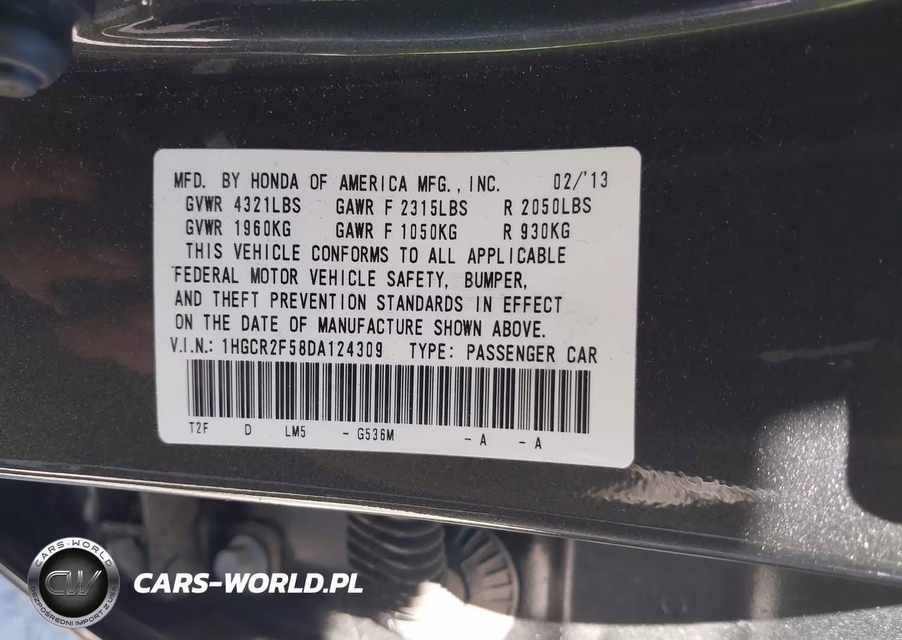 2013 Honda Accord Sport VIN:1HGCR2F58DA124309 - 9
