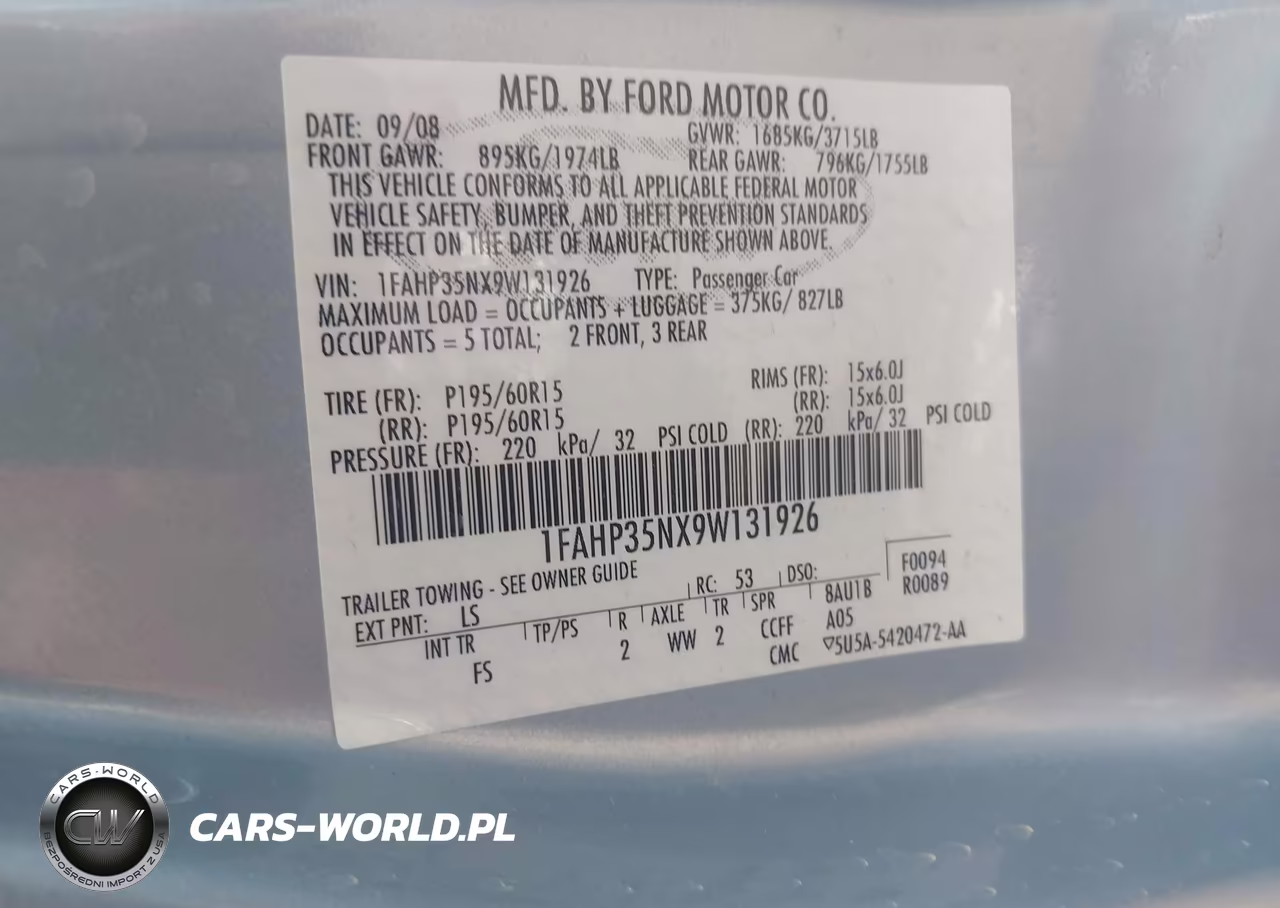 2009 Ford Focus Se VIN:1FAHP35NX9W131926 - 9
