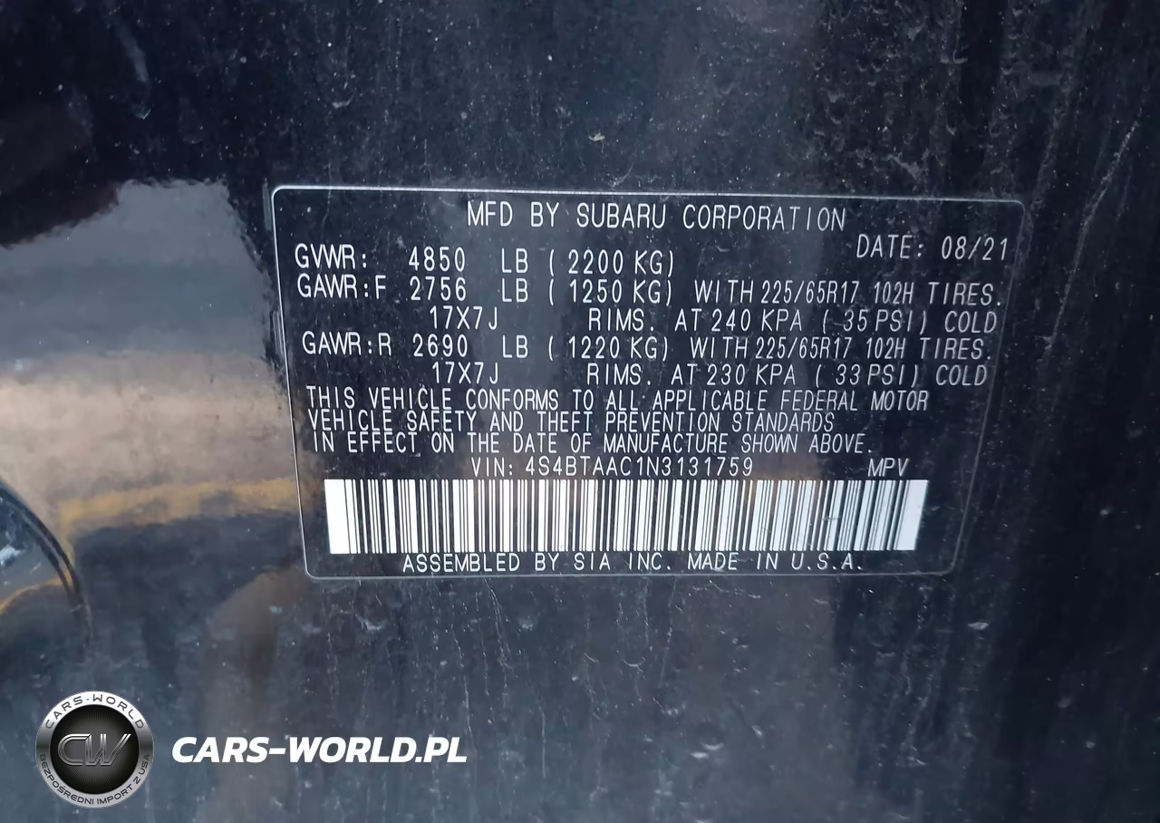 2022 Subaru Outback VIN:4S4BTAAC1N3131759 - 9