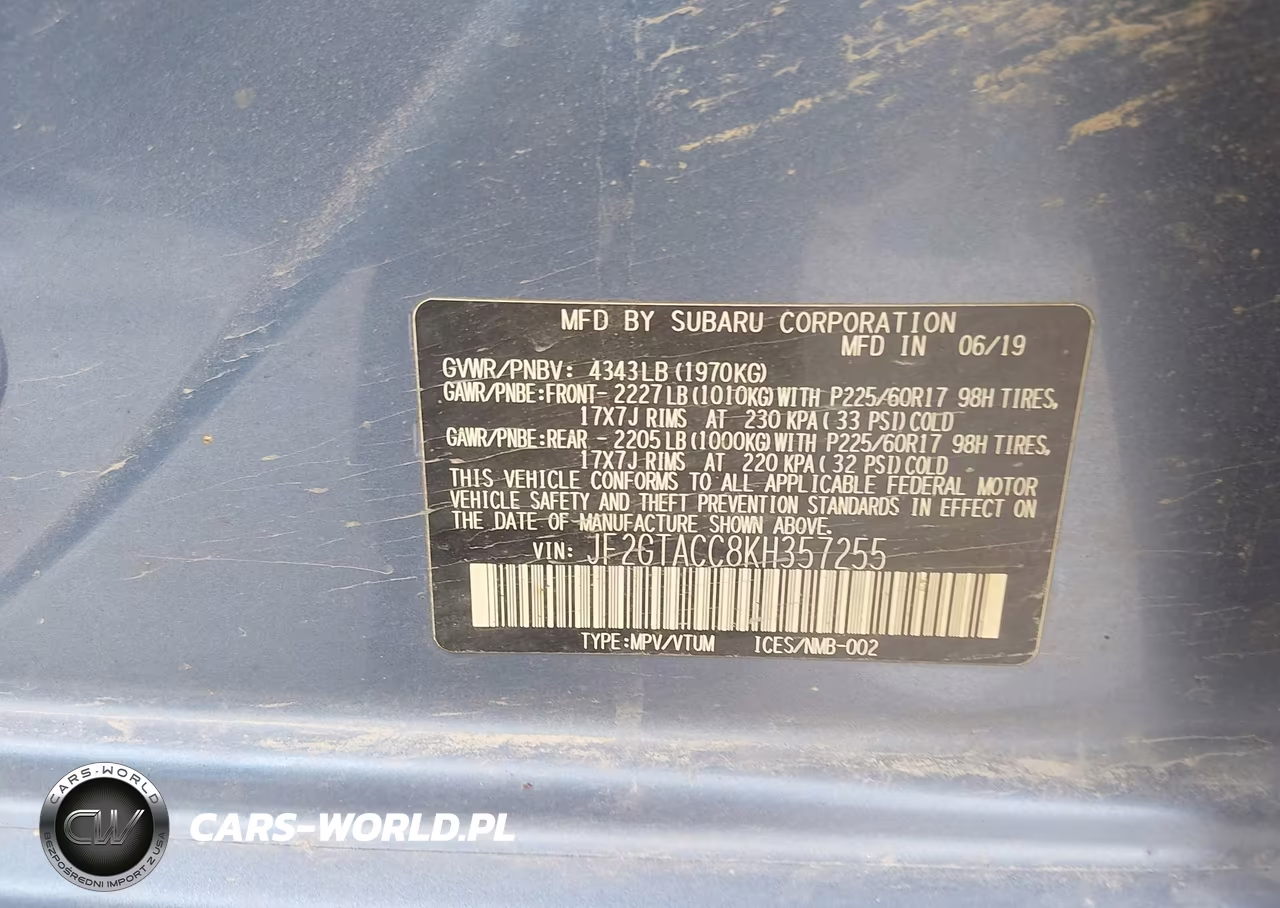 2019 Subaru Crosstrek 2.0I Premium VIN:JF2GTACC8KH357255 - 9