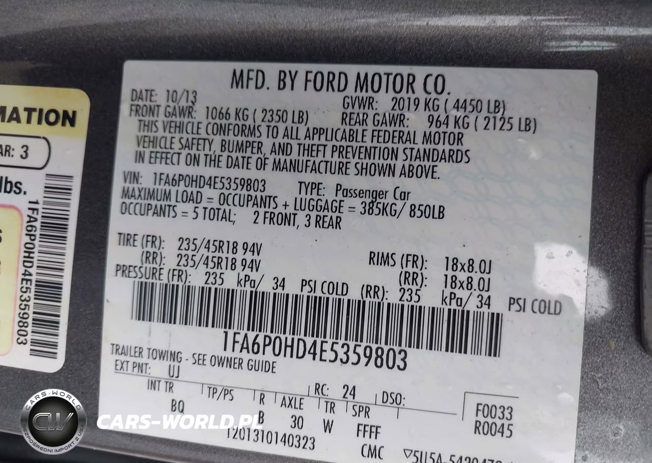 2014 Ford Fusion Se VIN:1FA6P0HD4E5359803 - 9