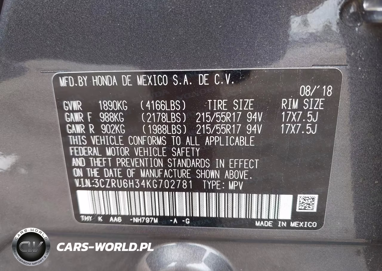 2019 Honda Hr-V Lx VIN:3CZRU6H34KG702781 - 9