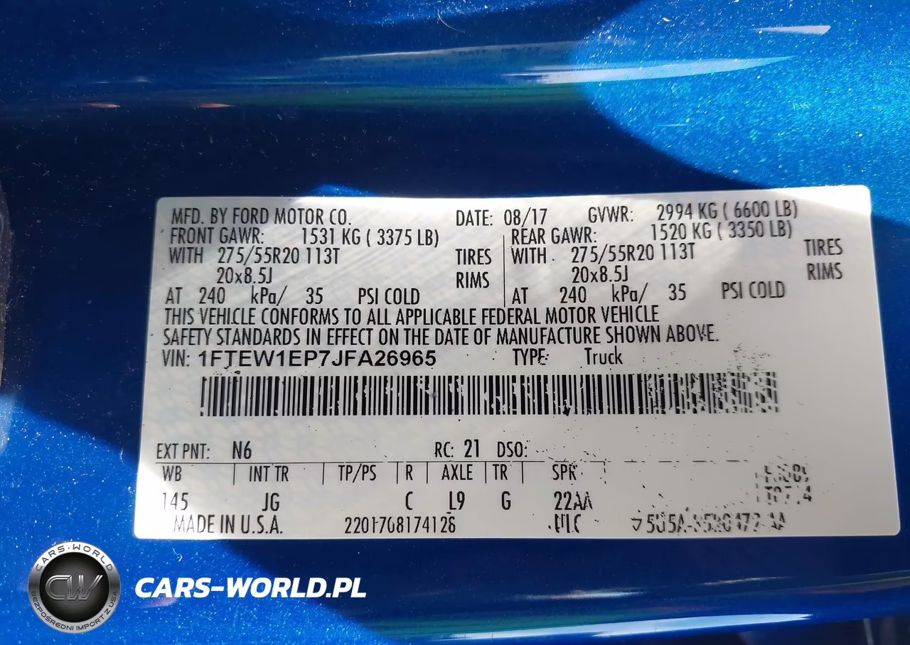 2018 Ford F-150 Xl VIN:1FTEW1EP7JFA26965 - 9