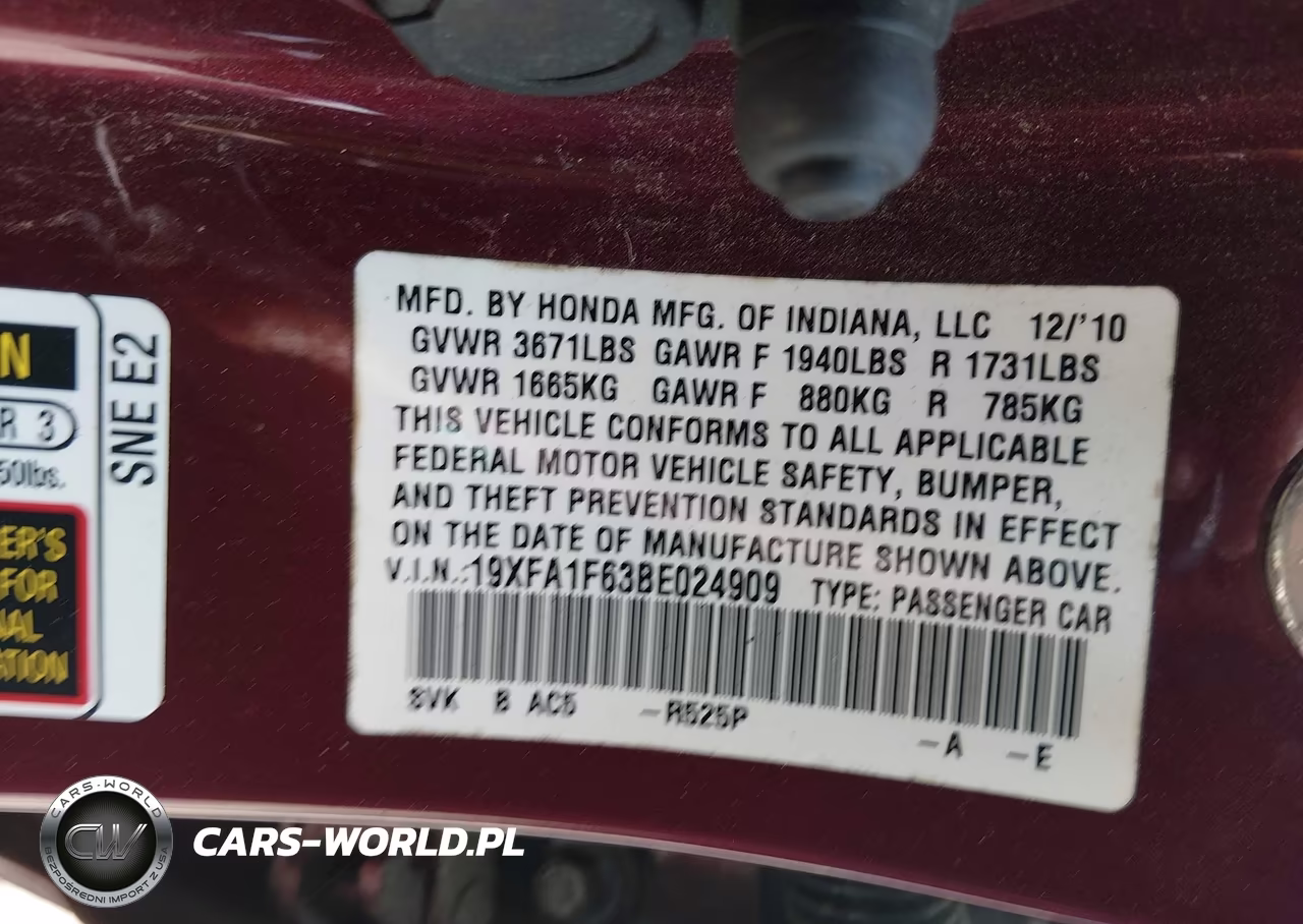 2011 Honda Civic Lx-S VIN:19XFA1F63BE024909 - 9