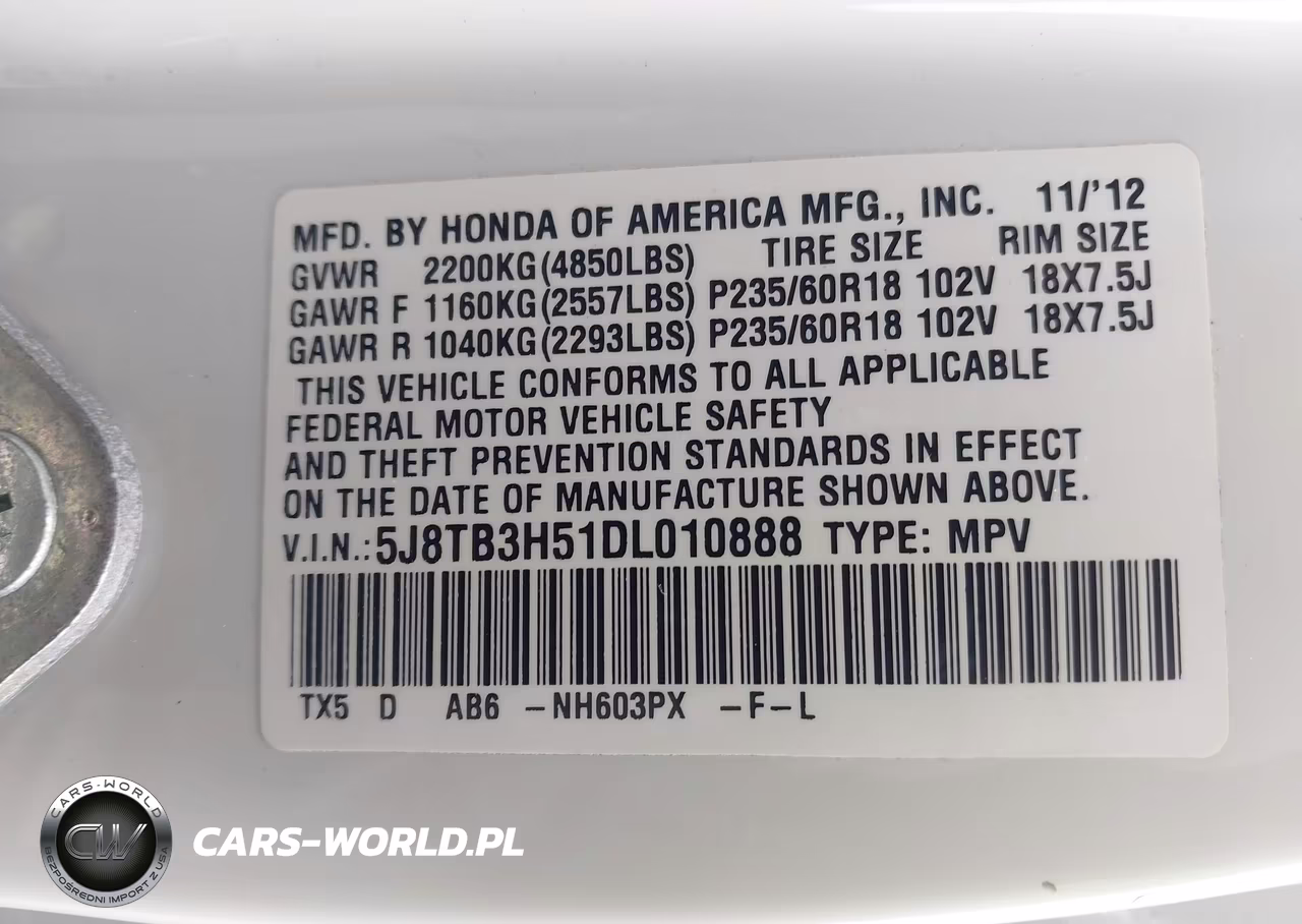 2013 Acura Rdx VIN:5J8TB3H51DL010888 - 9