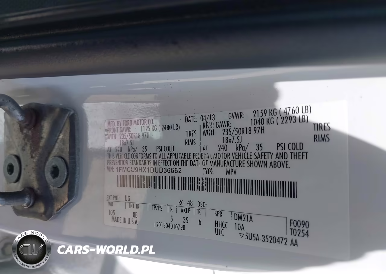 2013 Ford Escape Sel VIN:1FMCU9HX1DUD36662 - 9