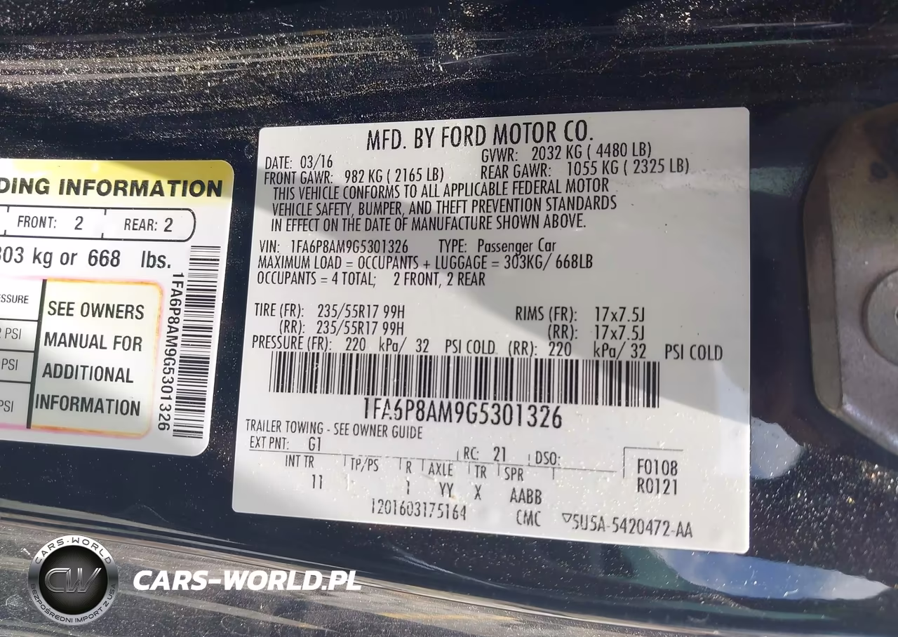 2016 Ford Mustang V6 VIN:1FA6P8AM9G5301326 - 9