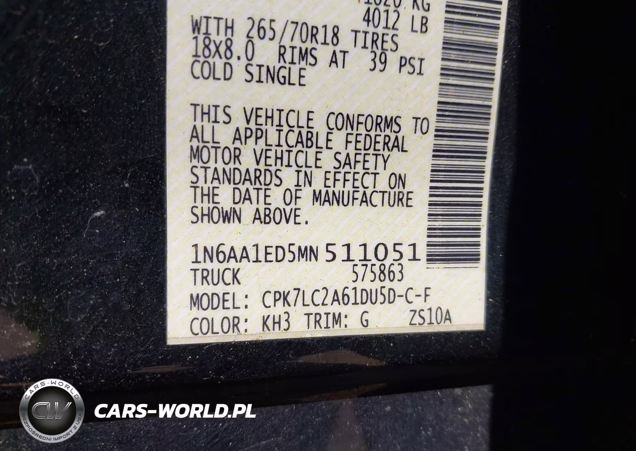 2021 Nissan Titan Sv 4X4 VIN:1N6AA1ED5MN511051 - 9