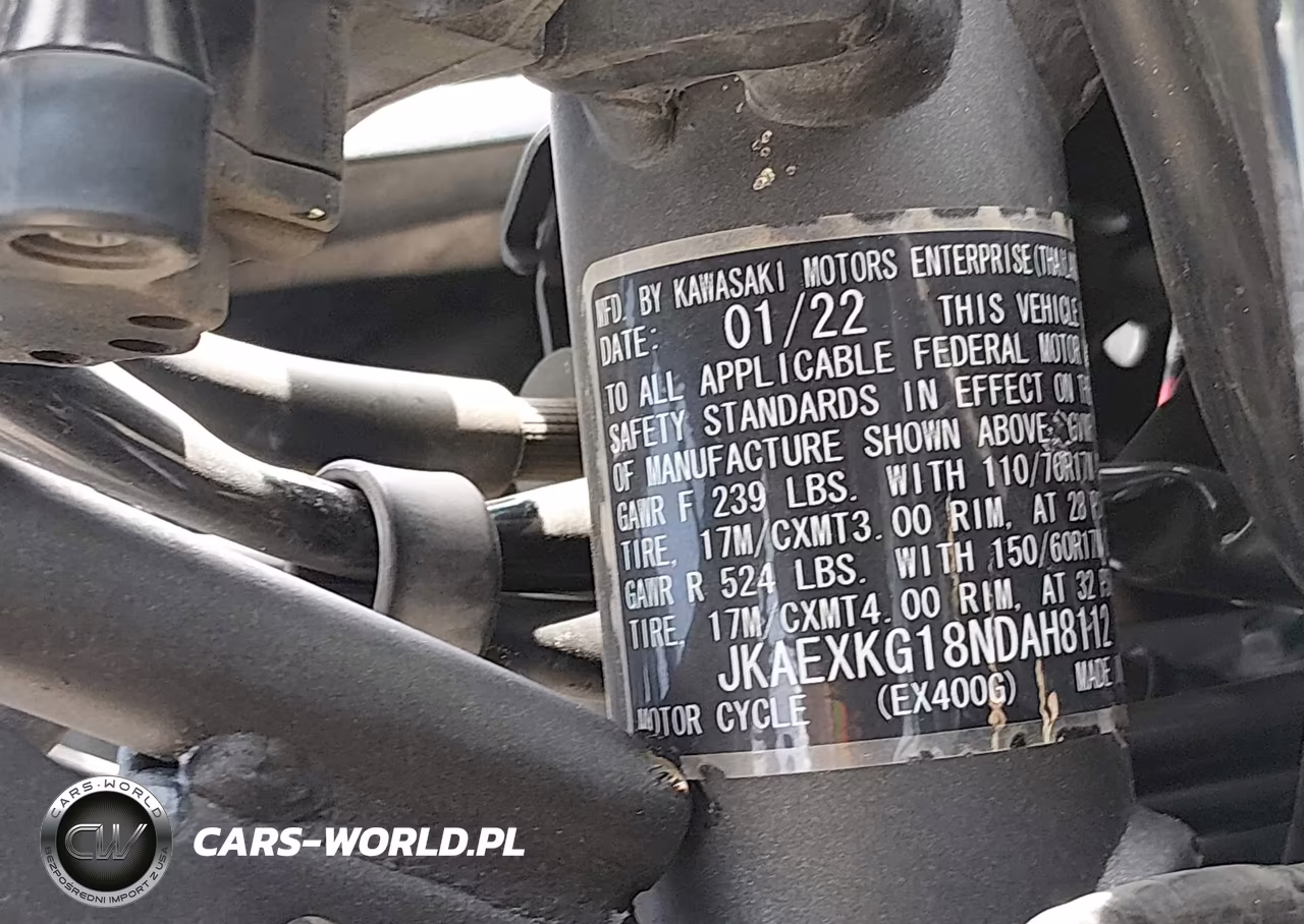 2022 Kawasaki Ex400 VIN:JKAEXKG18NDAH8112 - 10