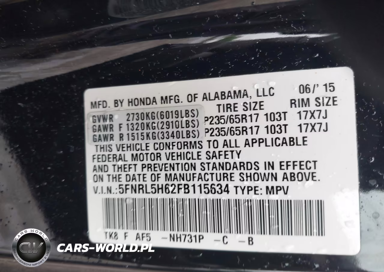 2015 Honda Odyssey Ex-L VIN:5FNRL5H62FB115634 - 9