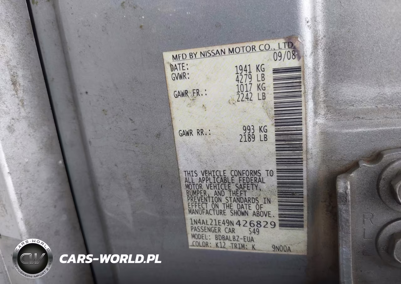 2009 Nissan Altima 2.5 S VIN:1N4AL21E49N426829 - 9