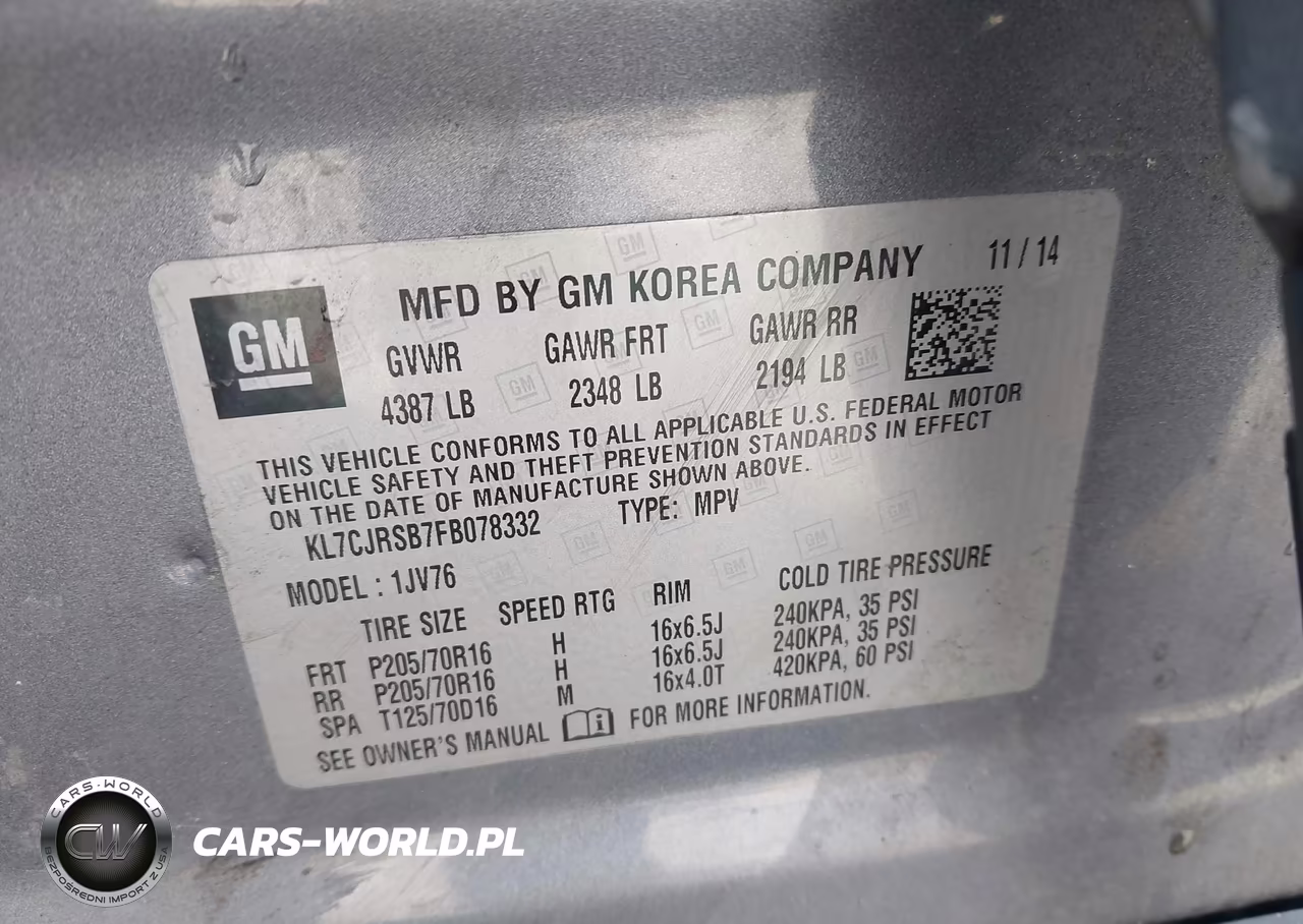 2015 Chevrolet Trax Lt VIN:KL7CJRSB7FB078332 - 9