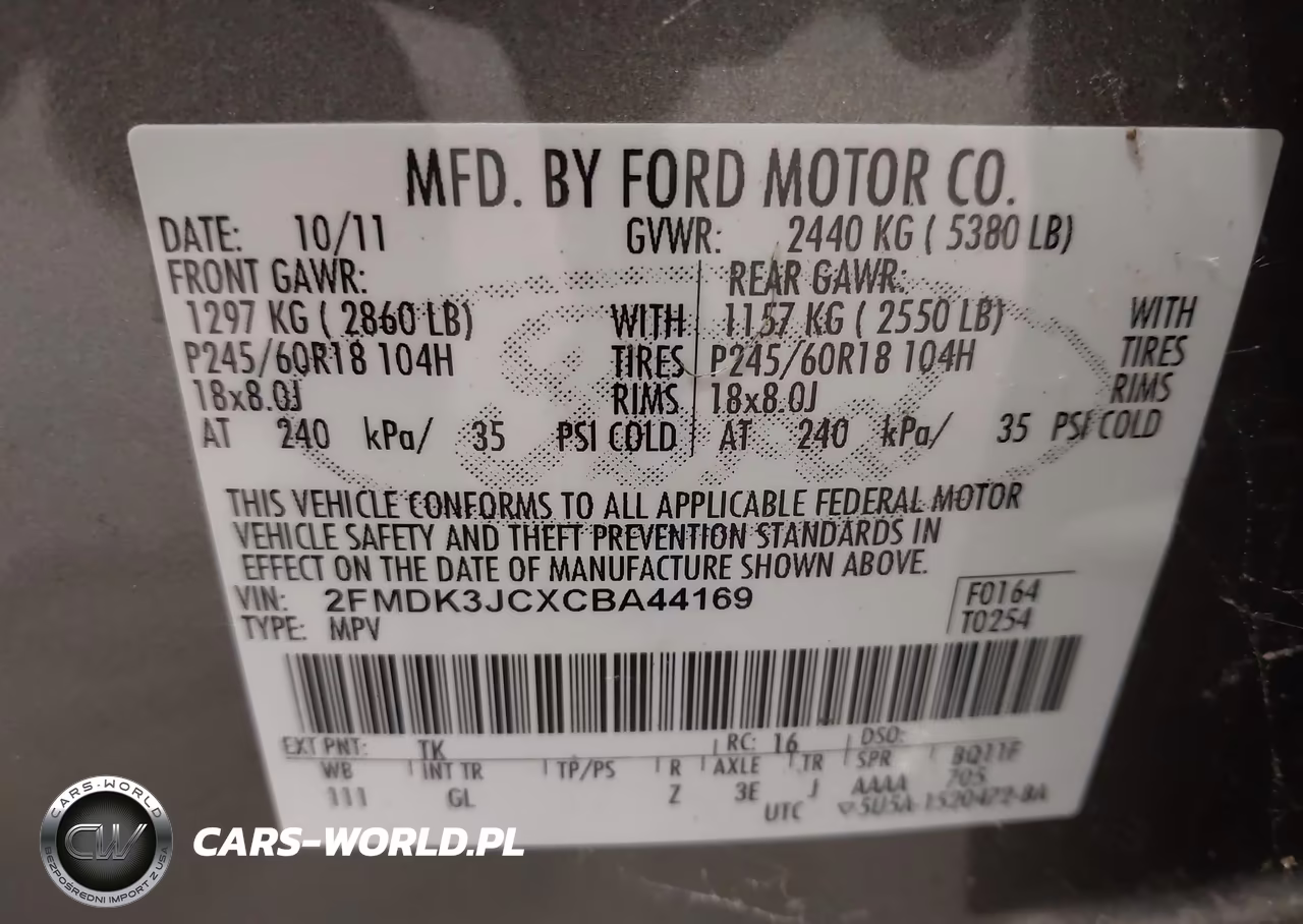 2012 Ford Edge Sel VIN:2FMDK3JCXCBA44169 - 9