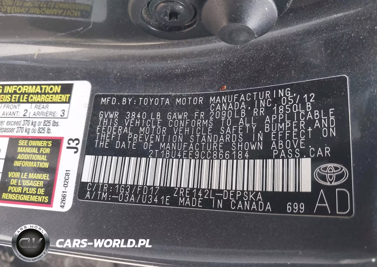 2012 Toyota Corolla S VIN:2T1BU4EE9CC866184 - 9