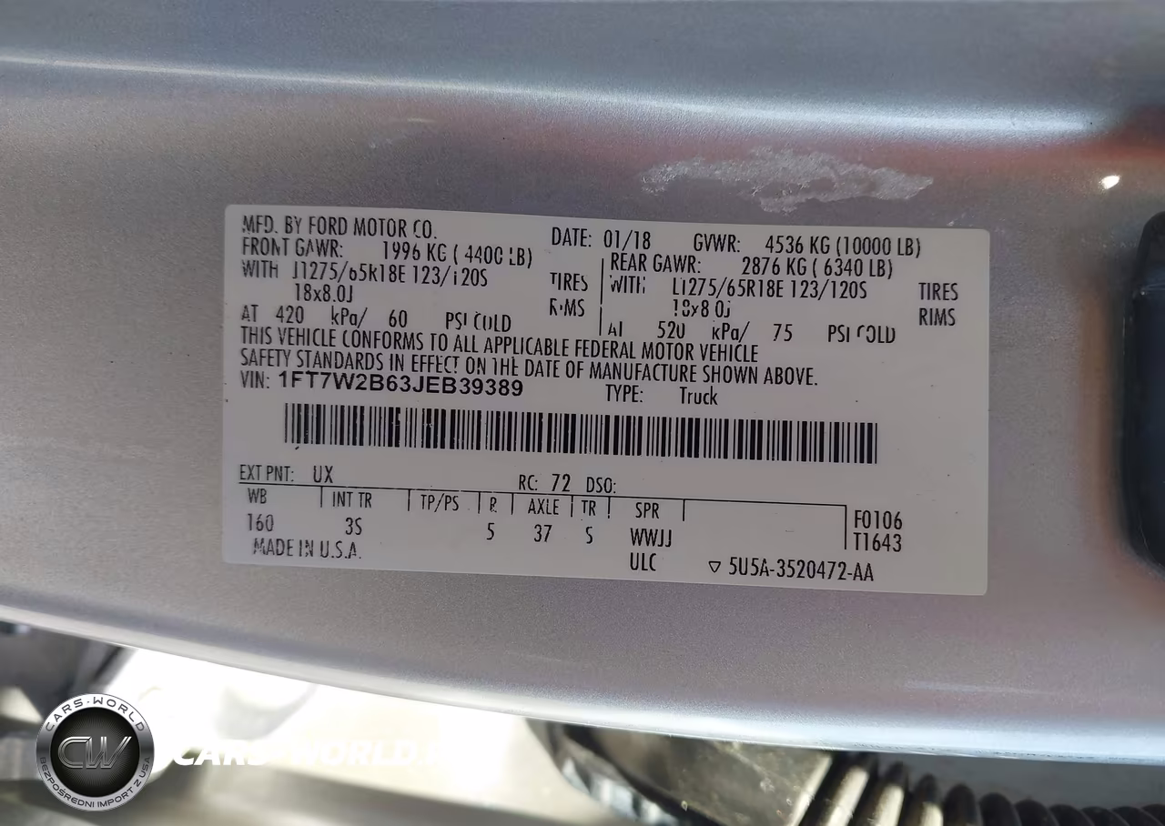 2018 Ford F-250 Xlt VIN:1FT7W2B63JEB39389 - 9