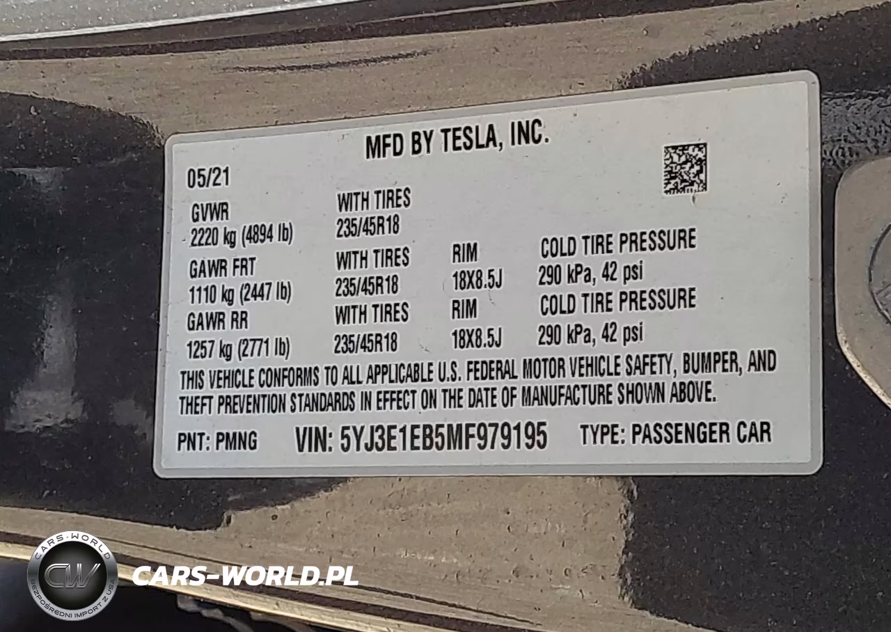 2021 Tesla Model 3 Long Range VIN:5YJ3E1EB5MF979195 - 9