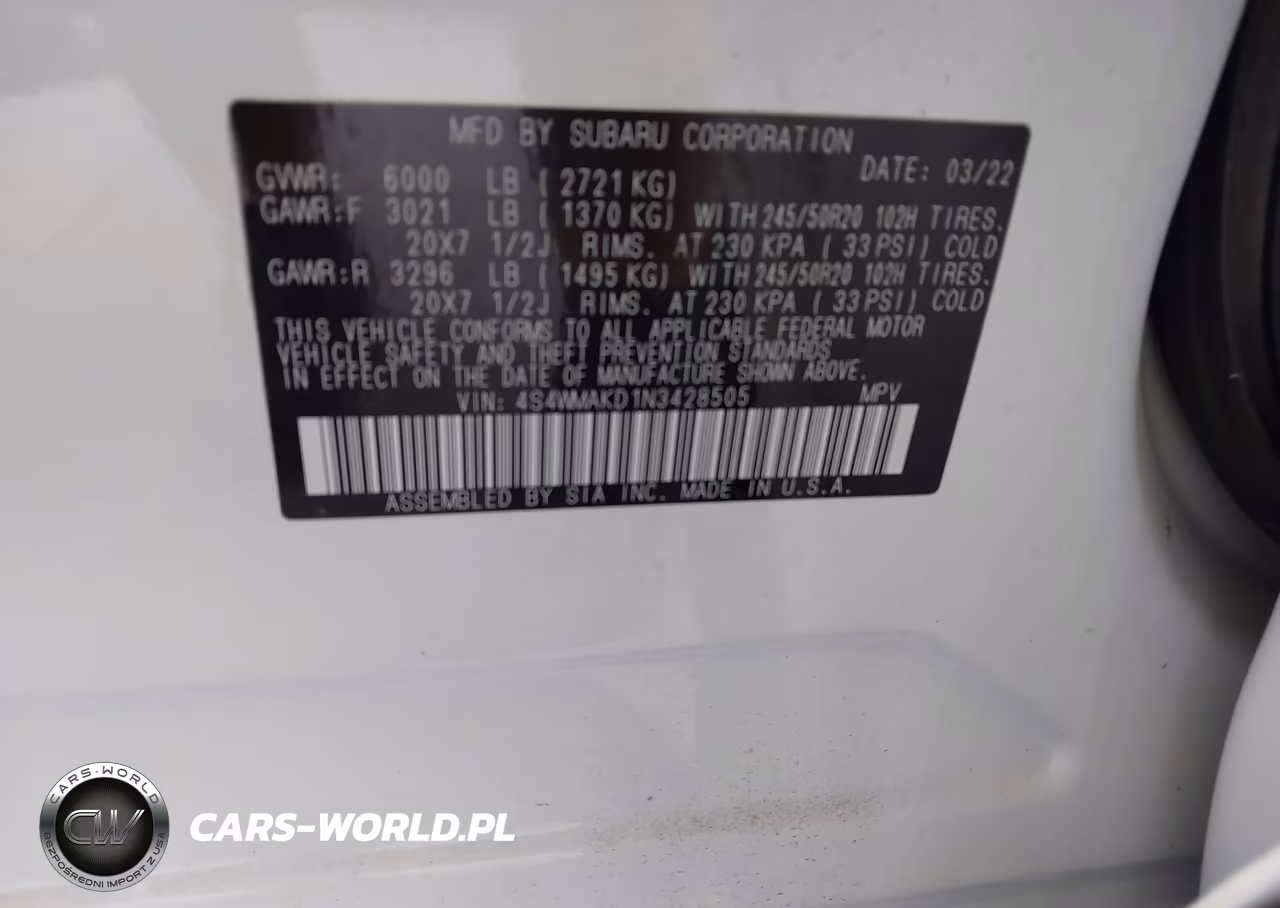 2022 Subaru Ascent Limited VIN:4S4WMAKD1N3428505 - 9