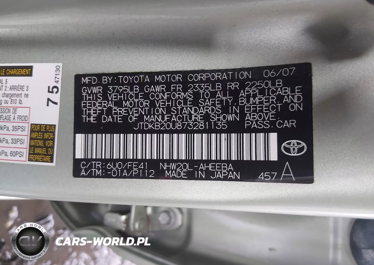 2007 Toyota Prius VIN:JTDKB20U873281135 - 9