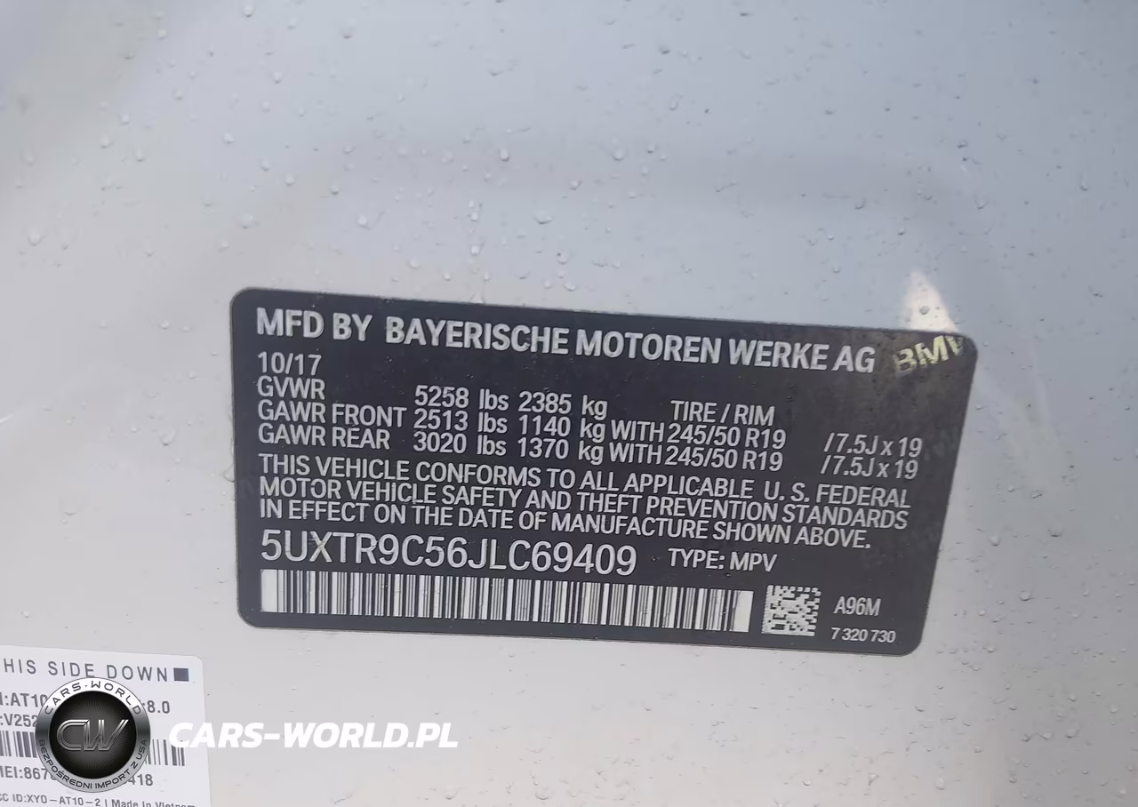 2018 BMW X3 xDrive30I VIN:5UXTR9C56JLC69409 - 9