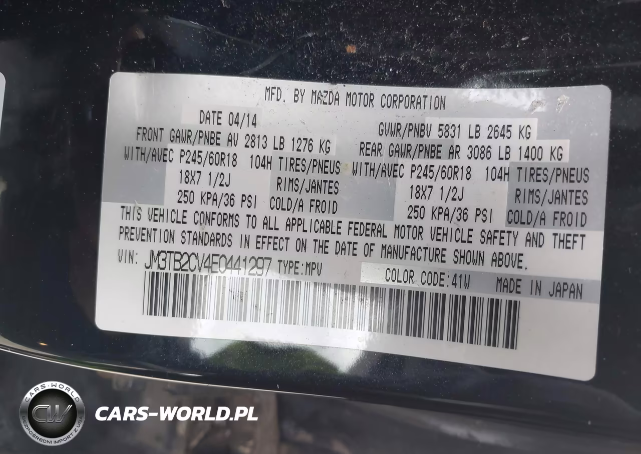 2014 Mazda Cx-9 Touring VIN:JM3TB2CV4E0441297 - 9