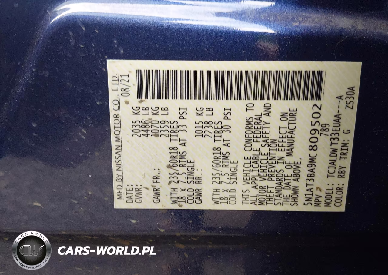 2021 Nissan Rogue Sv Fwd VIN:5N1AT3BA9MC809502 - 9
