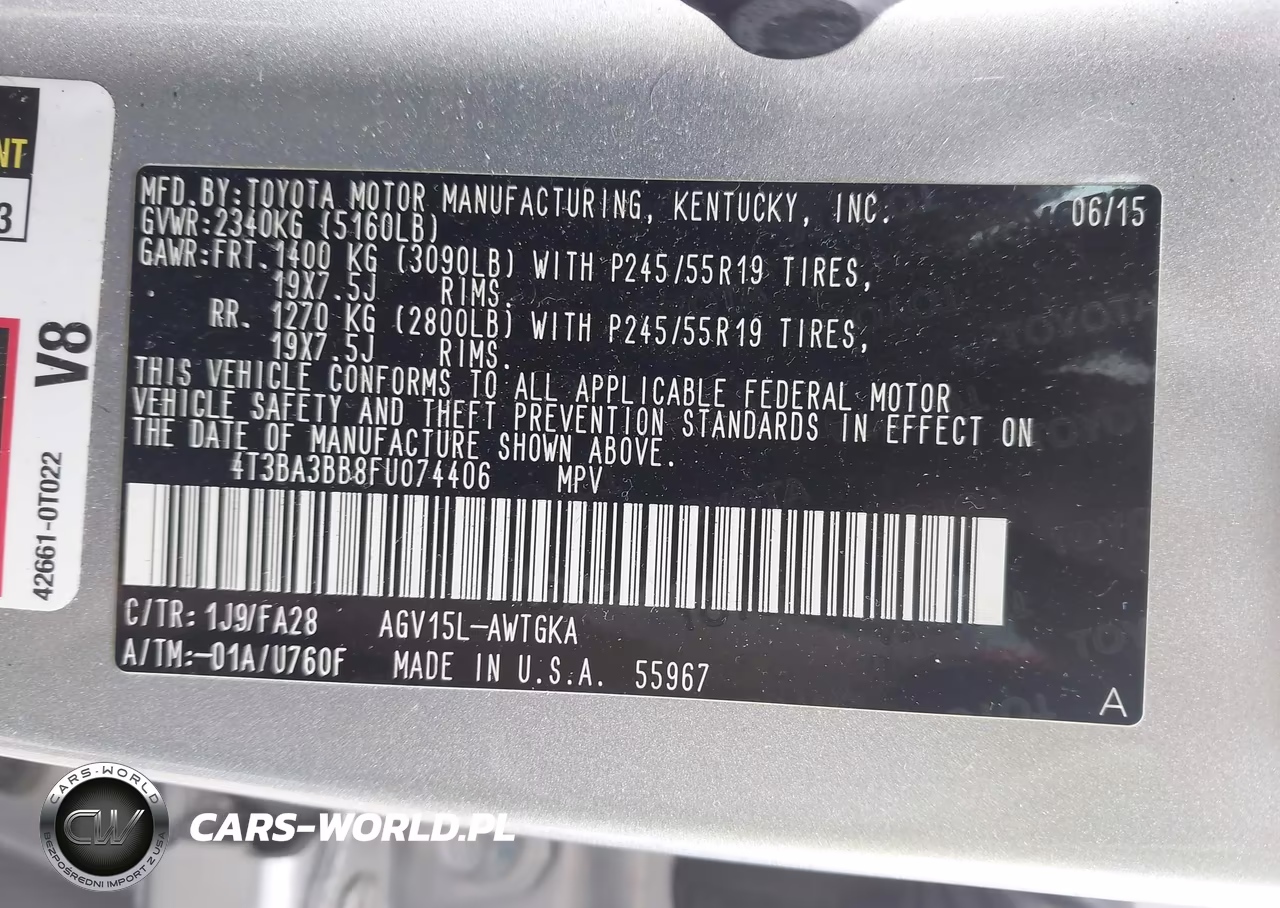 2015 Toyota Venza Le VIN:4T3BA3BB8FU074406 - 9