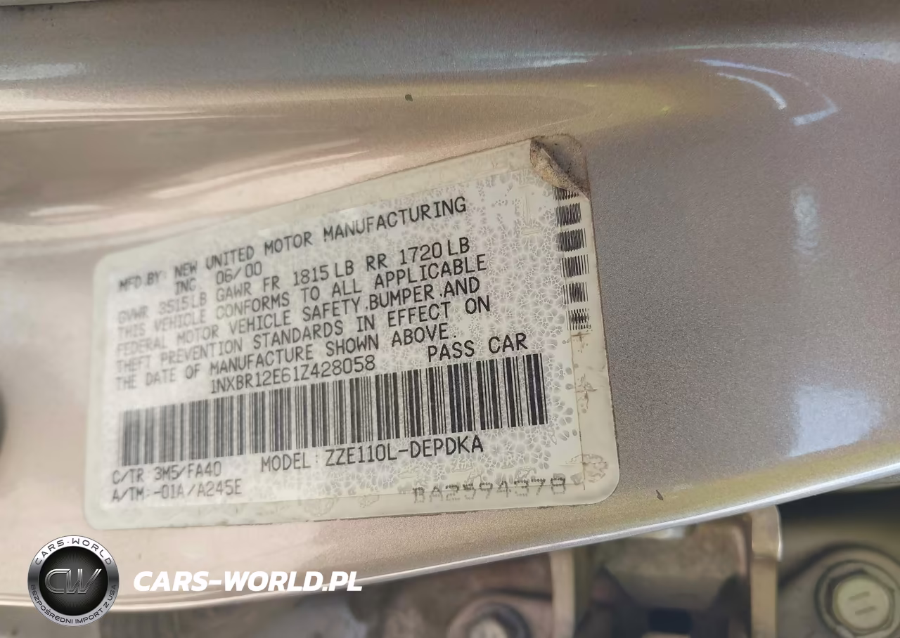 2001 Toyota Corolla Le VIN:1NXBR12E61Z428058 - 9
