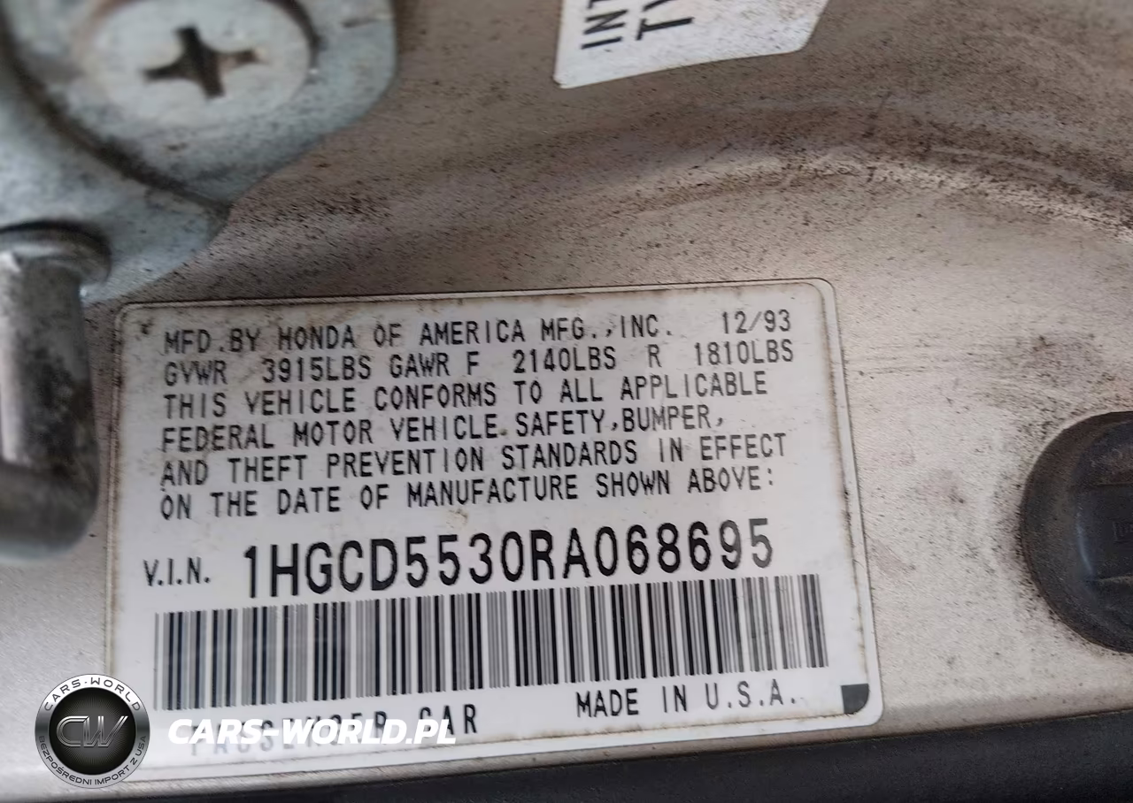 1994 Honda Accord Lx-Ex VIN:1HGCD5530RA068695 - 9