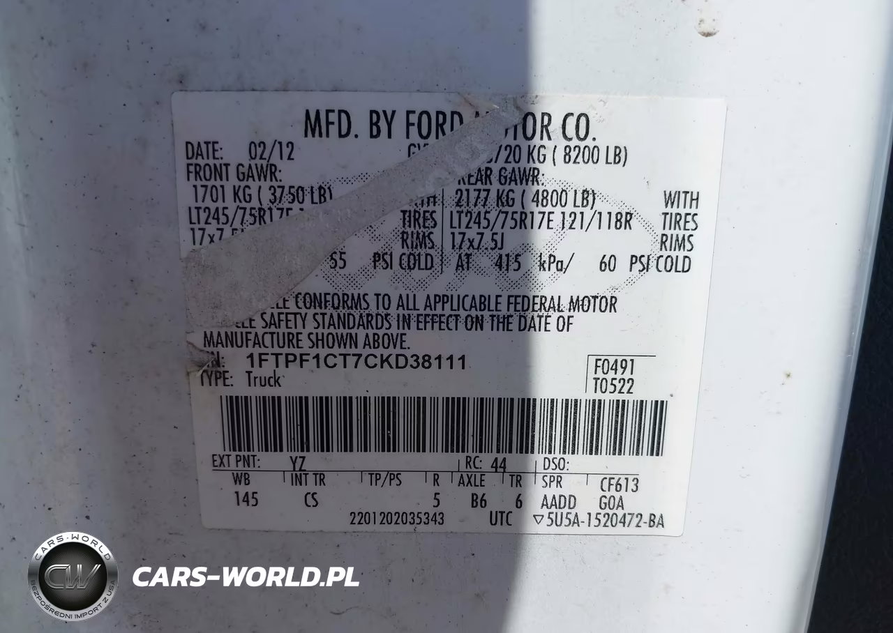 2012 Ford F-150 Xl VIN:1FTPF1CT7CKD38111 - 9