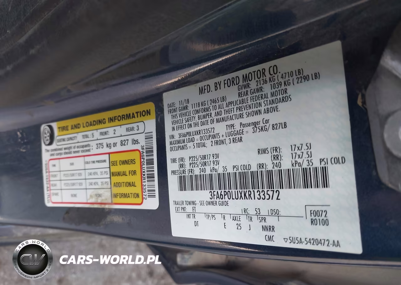 2019 Ford Fusion Hybrid Se VIN:3FA6P0LUXKR133572 - 9