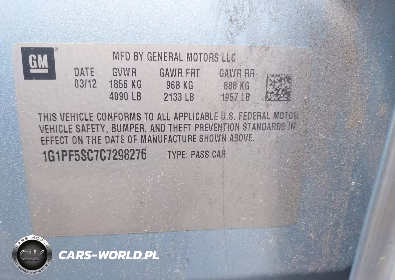 2012 Chevrolet Cruze 1Lt VIN:1G1PF5SC7C7298276 - 9