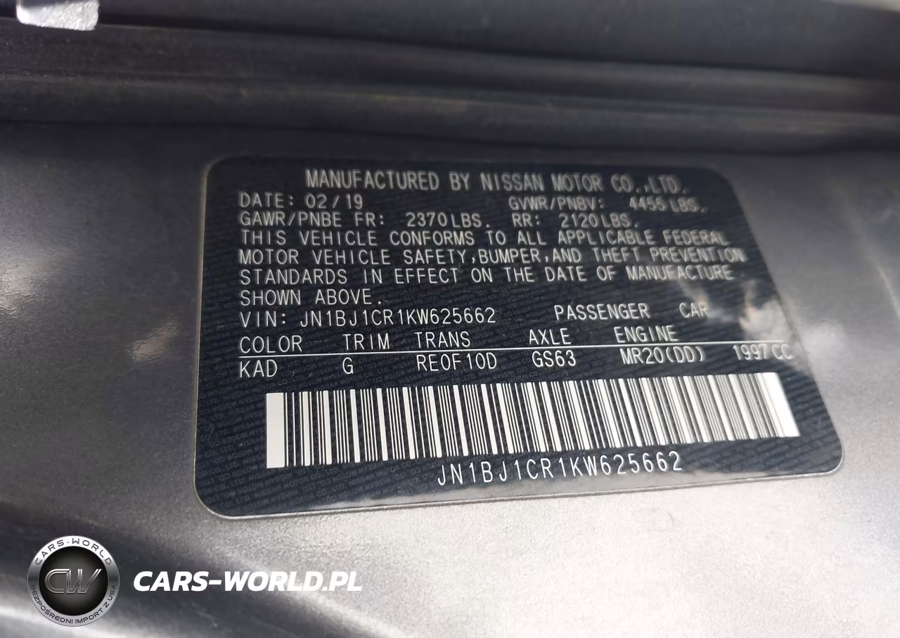 2019 Nissan Rogue Sport S VIN:JN1BJ1CR1KW625662 - 9