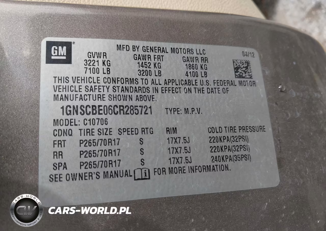 2012 Chevrolet Tahoe Lt VIN:1GNSCBE06CR285721 - 9